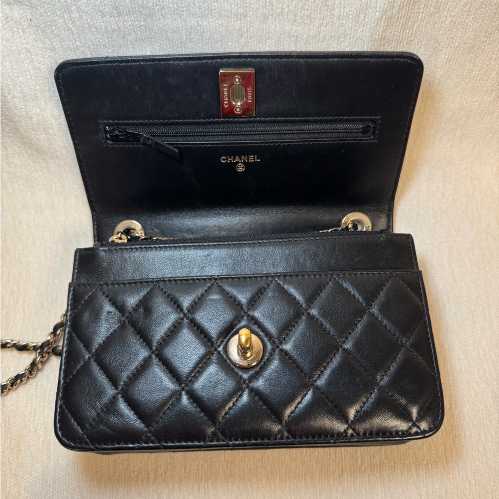 chanel trendy cc lambskin wallet on chain woc black - Picture 11 of 11